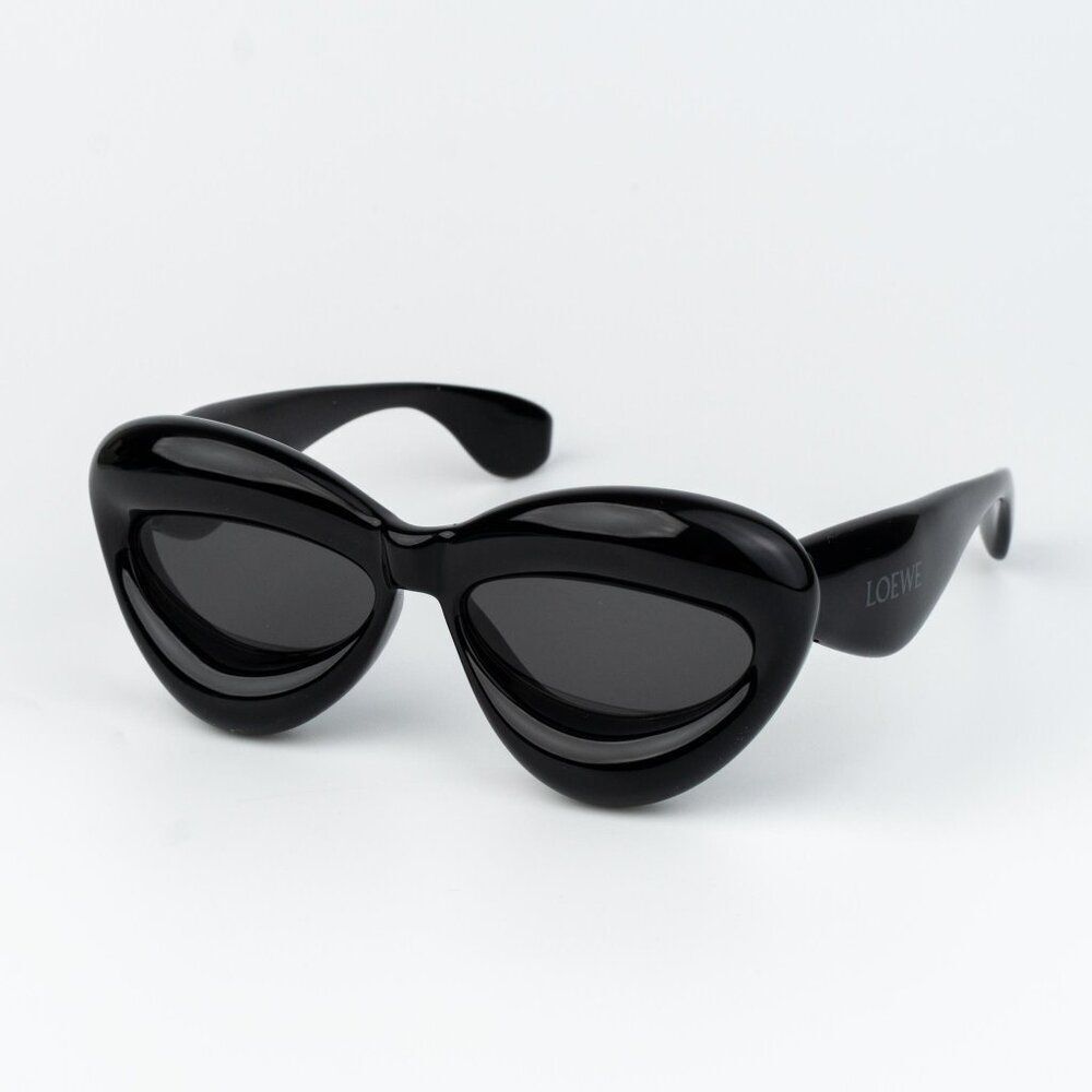 Loewe INFLATED Women Sunglasses Black Grey Cat Eye LW40097I 01A NEW AUTHENTIC